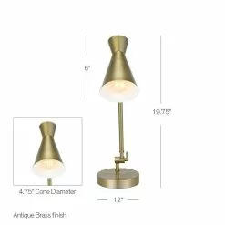 ALLEN + ROTH Catalina 19.75-in Adjustable Cone Desk Lamp With Metal Shade -Allen + Roth Shop 1004304 09043564