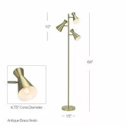ALLEN + ROTH Catalina 68 -in 3 Headed Cone Track Tree Floor Lamp