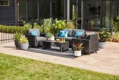 Allen + Roth 11.5In Faux Concrete Planter Black