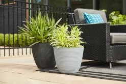 Allen + Roth 11.4In Roman Ribbed Planter Matte Finish Lava Smoke -Allen + Roth Shop 1062830 AlternateImage1