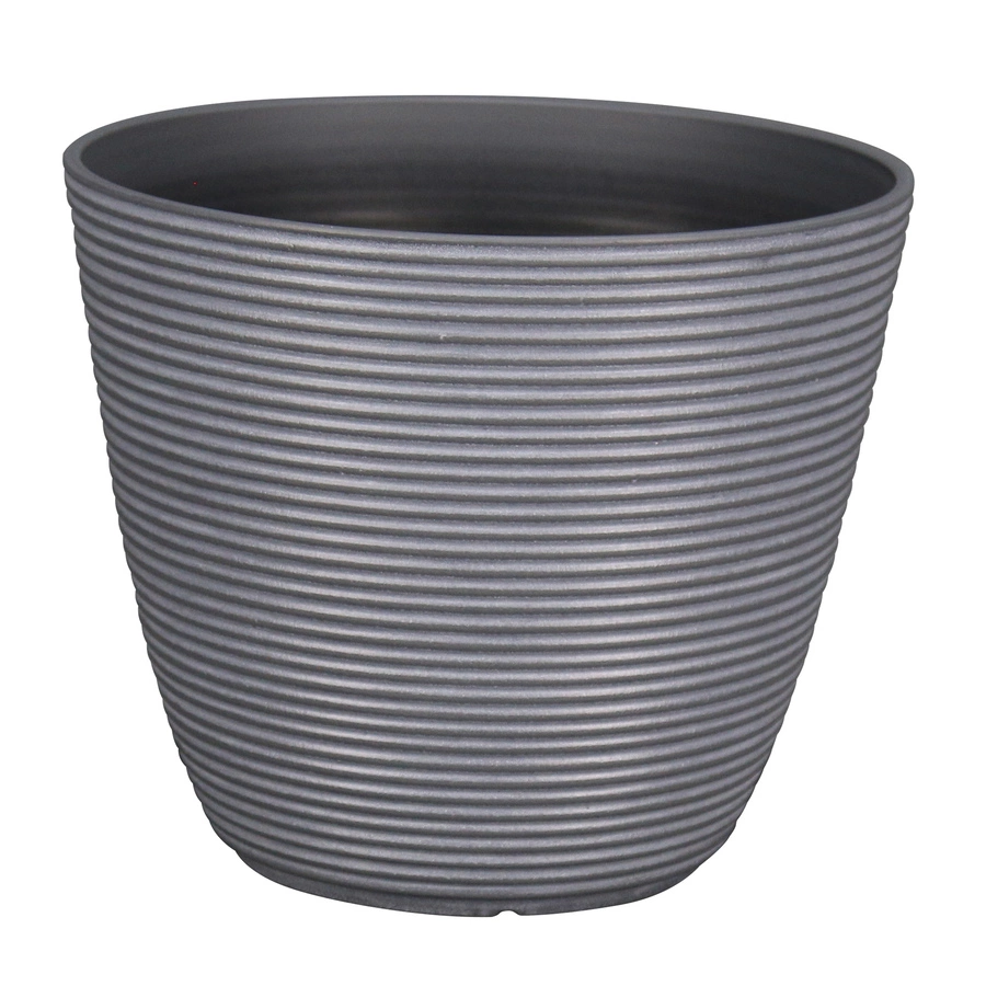 Allen + Roth 14.3In Roman Ribbed Planter Matte Finish Lava Smoke 3 Allen + Roth 14.3In Roman Ribbed Planter Matte Finish Lava Smoke - Image 3