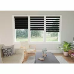 Allen + Roth Cordless Day-Night Zebra Roller Shade 52-in X 72-in Black -Allen + Roth Shop 1068365 47671904