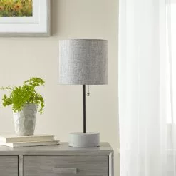 Allen + Roth 16.5" Concrete Bronze Table Lamp With Shade -Allen + Roth Shop 1233125 47705040