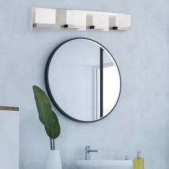 Allen + Roth Cora 4-Light Brushed Nickel Modern And Contemporary LED Vanity Light