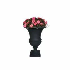 Allen + Roth Urn Planter - 14.5-in X 26-in - Fiberglass - Black -Allen + Roth Shop 1438400 17125800