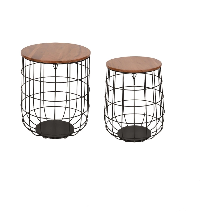 Allen + Roth Set Of 2 Tables Or Plant Stands - Metal And Wood 3 Allen + Roth Set Of 2 Tables Or Plant Stands - Metal And Wood - Image 3