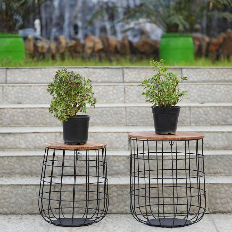 Allen + Roth Set Of 2 Tables Or Plant Stands - Metal And Wood 2 Allen + Roth Set Of 2 Tables Or Plant Stands - Metal And Wood - Image 2