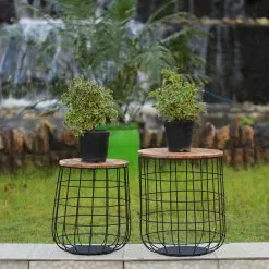 Allen + Roth Set Of 2 Tables Or Plant Stands - Metal And Wood 15 Allen + Roth Set Of 2 Tables Or Plant Stands - Metal And Wood -Allen + Roth Shop 1438481 42566382