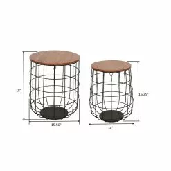 Allen + Roth Set Of 2 Tables Or Plant Stands - Metal And Wood 16 Allen + Roth Set Of 2 Tables Or Plant Stands - Metal And Wood -Allen + Roth Shop 1438481 61372191