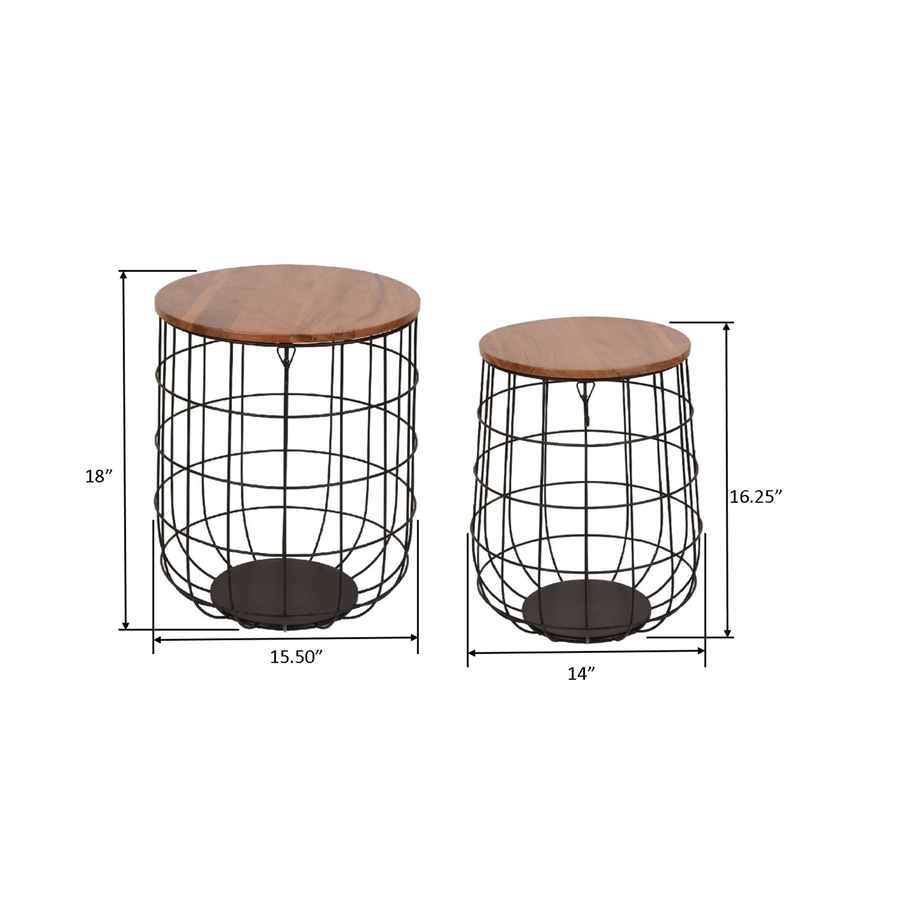 Allen + Roth Set Of 2 Tables Or Plant Stands - Metal And Wood 8 Allen + Roth Set Of 2 Tables Or Plant Stands - Metal And Wood - Image 8