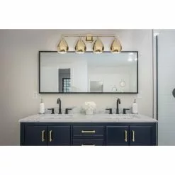 Allen + Roth 32-1/4-inW 4-Light Gold Vanity With Metal Shade -Allen + Roth Shop 2417820 44062654