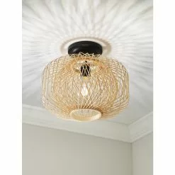 Allen + Roth Harlow 1 Lt Matte Black Finish With Double-Globe Rattan Shade Flush Mount Light 12 Allen + Roth Harlow 1 Lt Matte Black Finish With Double-Globe Rattan Shade Flush Mount Light -Allen + Roth Shop 2462517 46453303