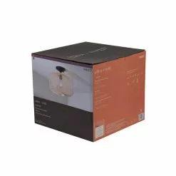 Allen + Roth Harlow 1 Lt Matte Black Finish With Double-Globe Rattan Shade Flush Mount Light