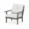 Allen + Roth Oakport Slate-Grey Plastic Deep-Seating Chair With Natural-Linen Cushions