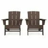 Allen + Roth Oakport Mahogany Plastic Adirondack Chairs - Set Of 2