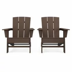 Allen + Roth Oakport Mahogany Plastic Adirondack Chairs - Set Of 2