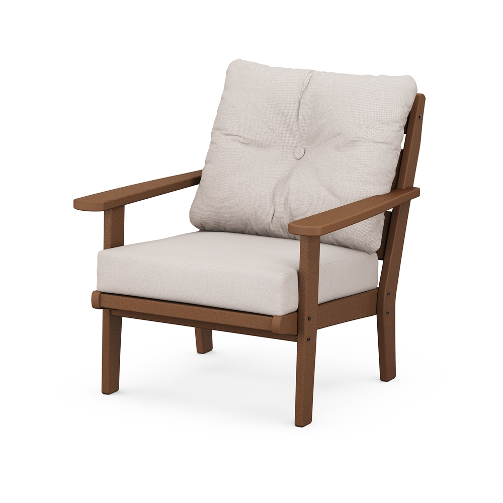 Allen + Roth Oakport Teak Plastic Deep-Seating Chair With Dune-Burlap Cushions 1 Allen + Roth Oakport Teak Plastic Deep-Seating Chair With Dune-Burlap Cushions