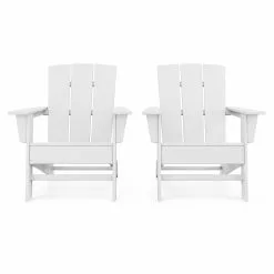 Allen + Roth Oakport White Plastic Adirondack Chairs - Set Of 2