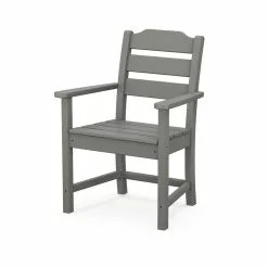 Allen + Roth Oakport Slate-Grey Plastic Dining Arm Chair