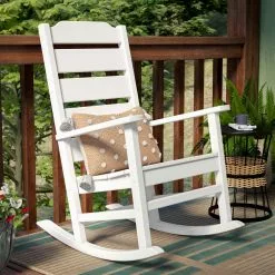 Allen + Roth Oakport White Plastic Rocking Chair