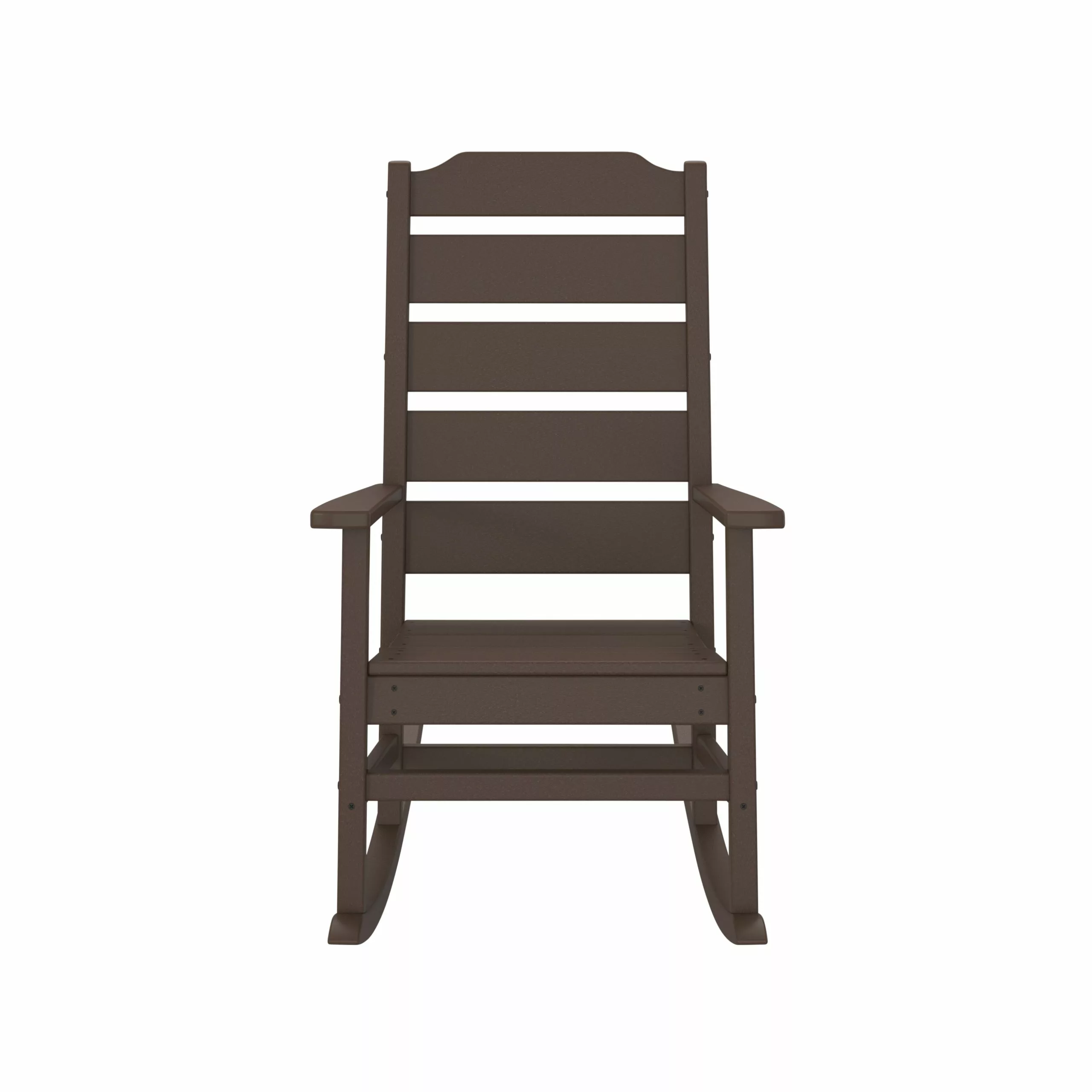 Allen + Roth Oakport Mahogany Plastic Rocking Chair 1 Allen + Roth Oakport Mahogany Plastic Rocking Chair