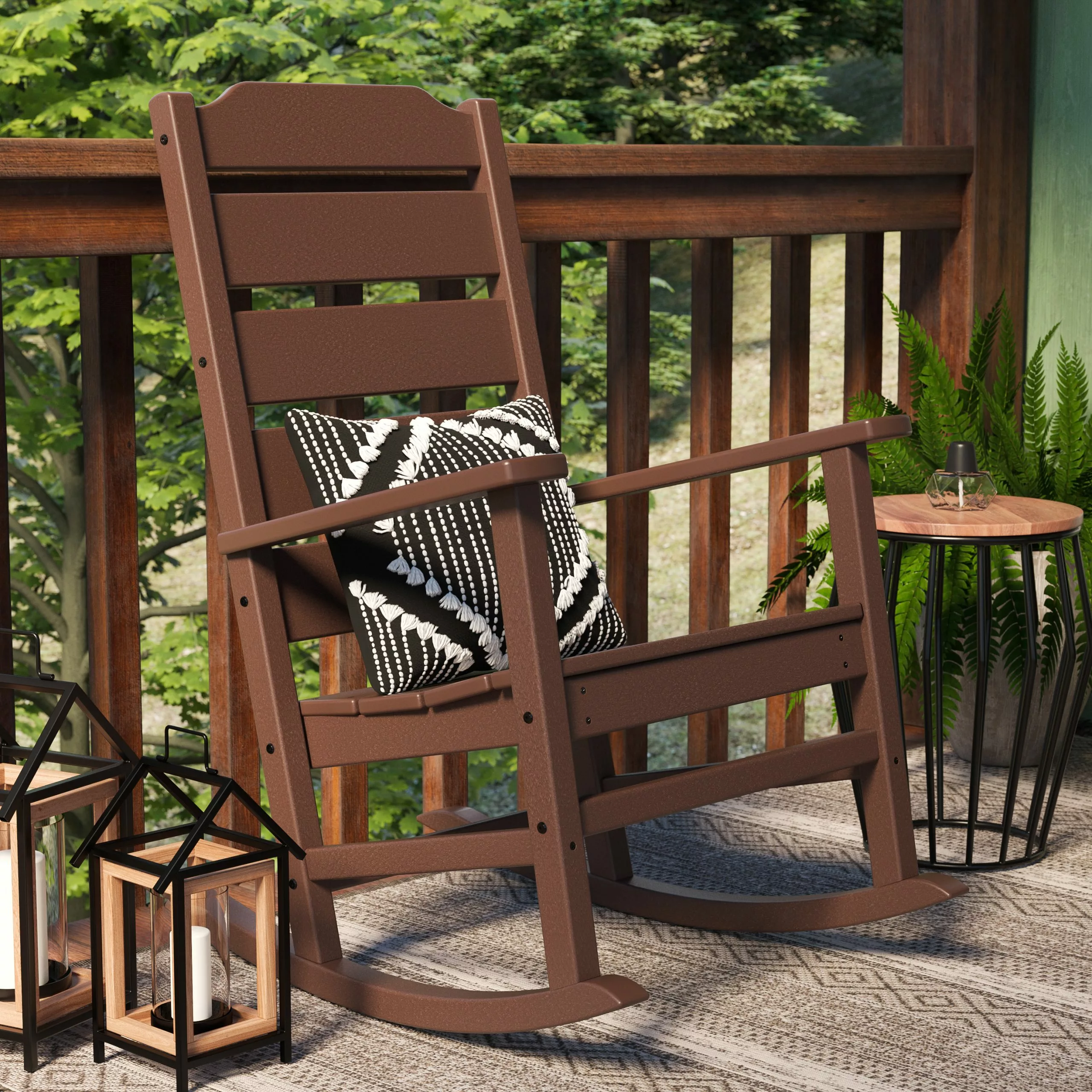 Allen + Roth Oakport Mahogany Plastic Rocking Chair 8 Allen + Roth Oakport Mahogany Plastic Rocking Chair - Image 8