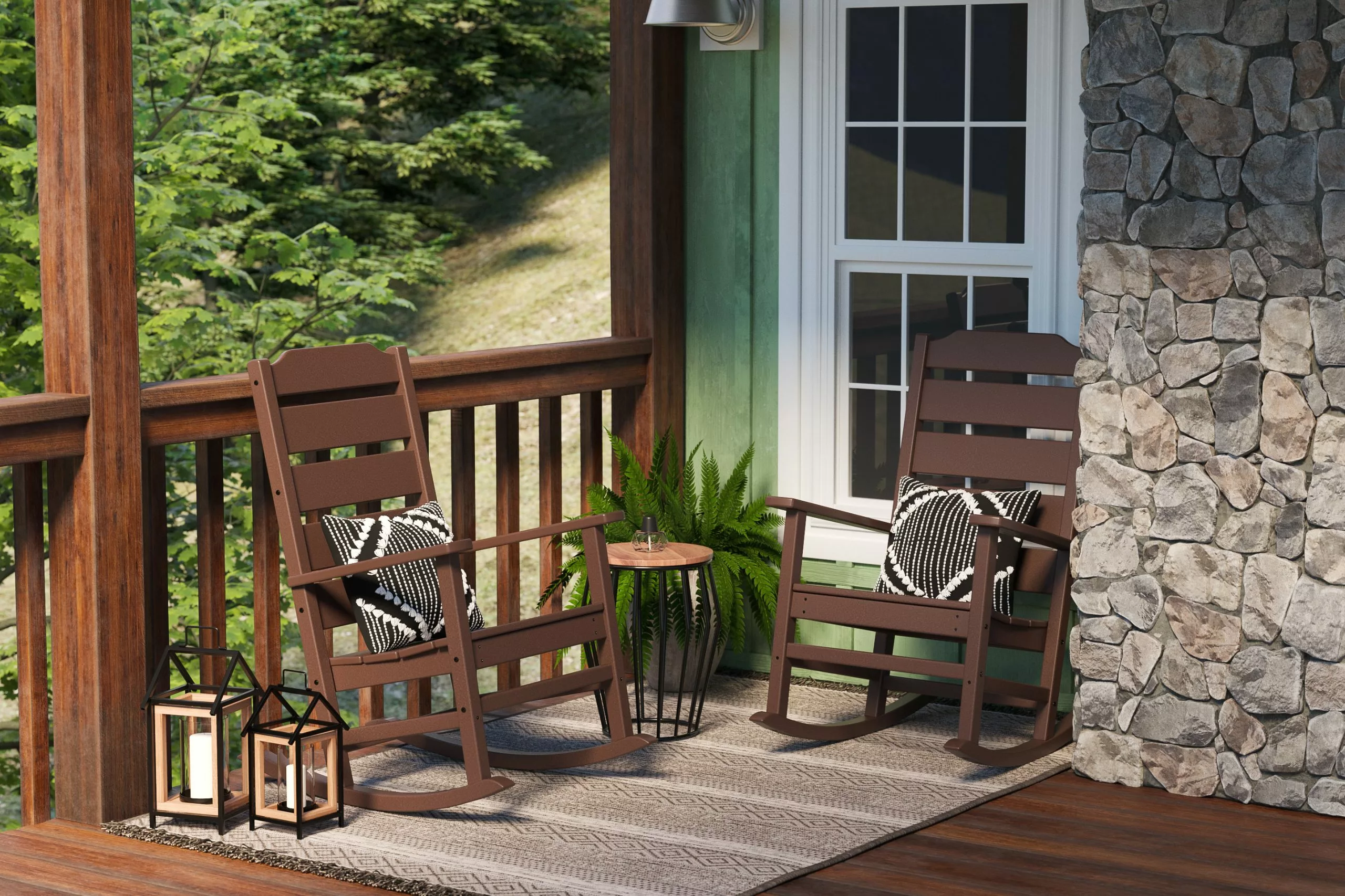 Allen + Roth Oakport Mahogany Plastic Rocking Chair 5 Allen + Roth Oakport Mahogany Plastic Rocking Chair - Image 5