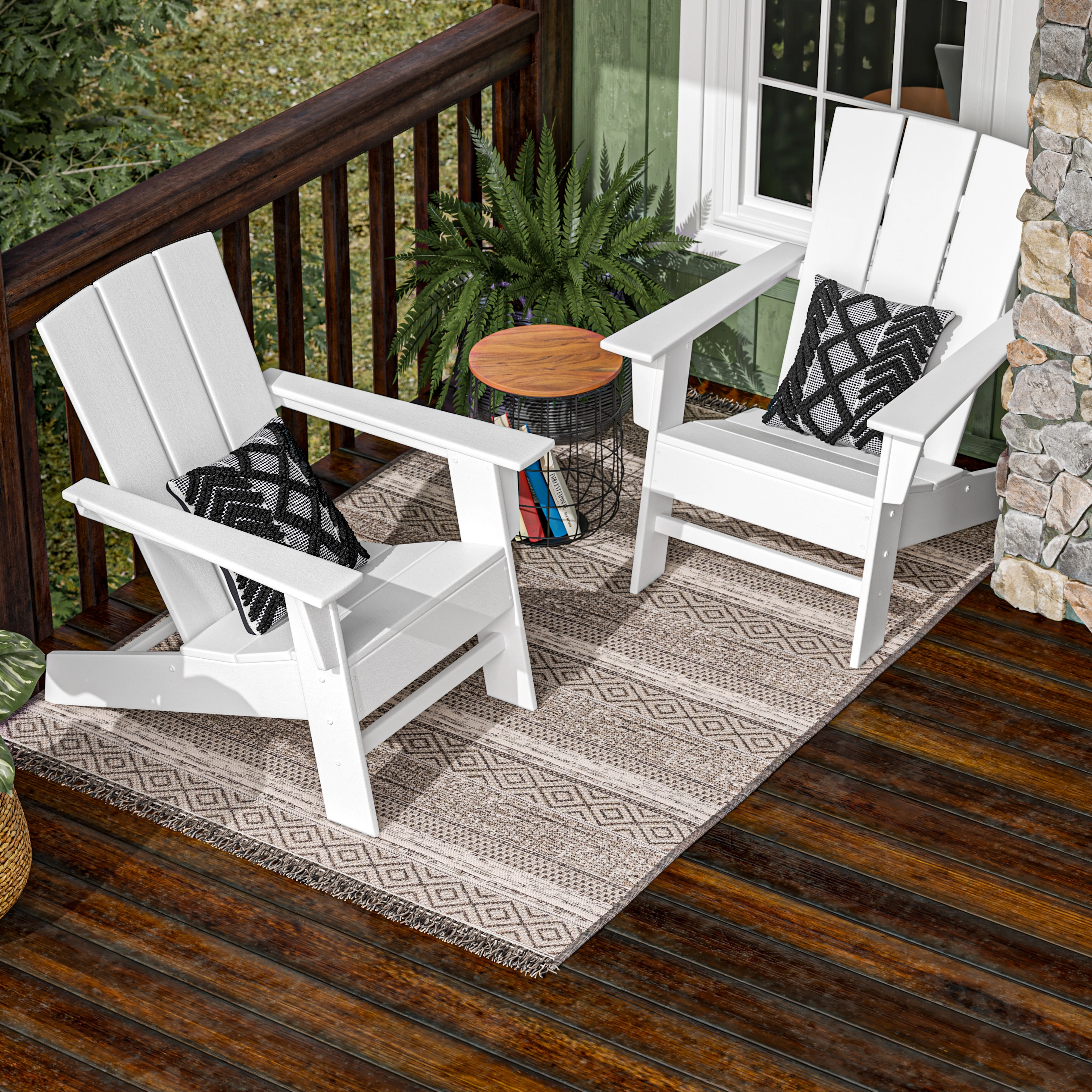 Allen + Roth Oakport White Plastic Adirondack Chair 2 Allen + Roth Oakport White Plastic Adirondack Chair - Image 2