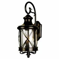 Allen + Roth 20.5-in Bronze Criss Cross Wall Lantern