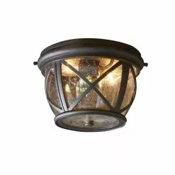 Allen + Roth Castine 10.9-in W Rubbed Bronze Outdoor Flush-Mount Light