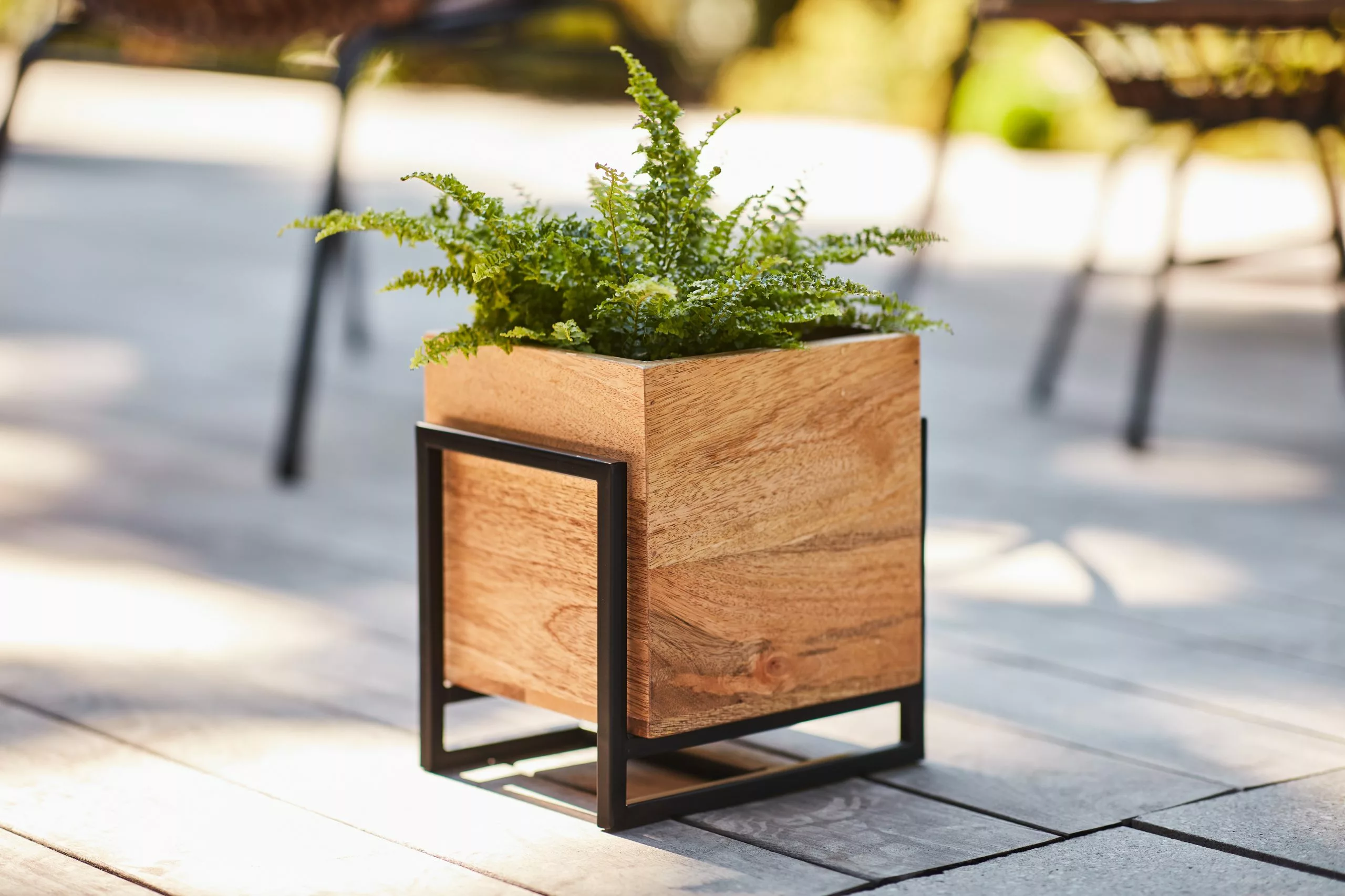 Allen + Roth Metal With Wood Plants Stand Small 2 Allen + Roth Metal With Wood Plants Stand Small - Image 2