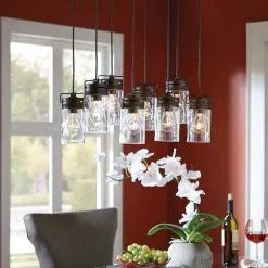 Allen + Roth Vallymede 7.7-in Old Bronze Pendant Light With Clear Glass Shade