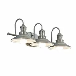 Allen + Roth 3-Light Hainsbrook Antique Pewter Standard Bathroom Vanity Light
