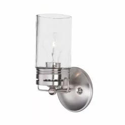 Allen + Roth Vallymede 5-in W 1-Light Brushed Nickel Farmhouse Vanity Light