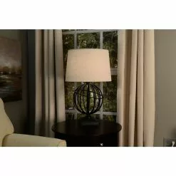 Allen + Roth 10-in X 15-in White Burlap Fabric Drum Lamp Shade -Allen + Roth Shop 632325 04795314