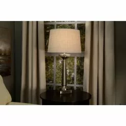 Allen + Roth 10-in X 15-in White Burlap Fabric Drum Lamp Shade -Allen + Roth Shop 632325 04795319