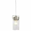 Allen + Roth Vallymede 4.41-in Brushed Nickel Barn Hardwired Clear Glass Jar Pendant
