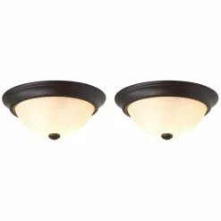 ALLEN + ROTH Prominence Home 2-Pack 13-in W Oil-Rubbed Bronze Integrated Led Flush Mount Light