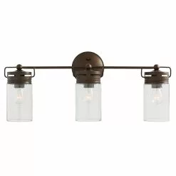 Allen + Roth Vallymede 24-in W 3-Light Aged Bronze Farmhouse Vanity Light -Allen + Roth Shop 759827 05377903 001