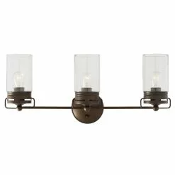 Allen + Roth Vallymede 24-in W 3-Light Aged Bronze Farmhouse Vanity Light -Allen + Roth Shop 759827 05377905