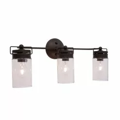 Allen + Roth Vallymede 24-in W 3-Light Aged Bronze Farmhouse Vanity Light -Allen + Roth Shop 759827 43558832