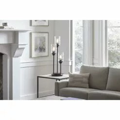 Allen + Roth Latchbury 30.5-in Bronze Indoor Table Lamp With Glass Shade