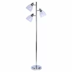 ALLEN + ROTH Catalina 67-in Chrome Casual/Transitional Standard Type Indoor Floor Lamp With Glass Shade