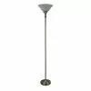 Allen + Roth Brushed Nickel Torchiere Lamp With Frosted White Glass