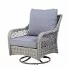 Allen + Roth Parkview Grey Wicker Swivel Patio Chair - Set Of 2