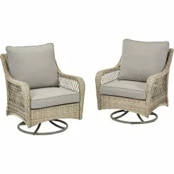 Allen + Roth Parkview Grey Wicker Swivel Patio Chair - Set Of 2 -Allen + Roth Shop 879098 MainImage 001