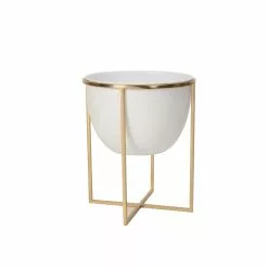 Allen + Roth Planter With Stand - 12.4-in X 15.2-in - White And Gold 13 Allen + Roth Planter With Stand - 12.4-in X 15.2-in - White And Gold -Allen + Roth Shop 884059 11458607 001