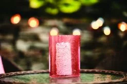 ALLEN + ROTH 8-in Light Pink Hurricane Glass Candle Holder