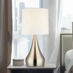 ALLEN + ROTH Catalina 18-in Brushed Nickel With White Shade Teardrop Table Lamp (2 Pack)