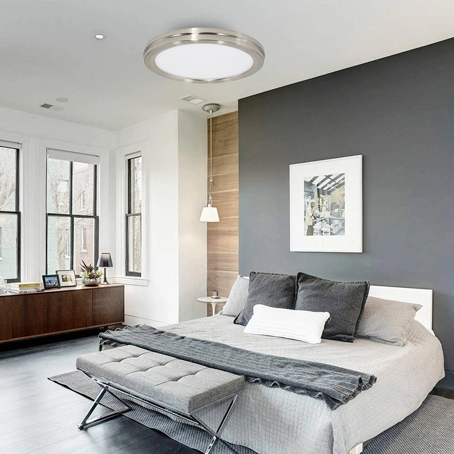 Allen + Roth 2PK 14-in Round Flush Mount-BN Finish 4 Allen + Roth 2PK 14-in Round Flush Mount-BN Finish - Image 4